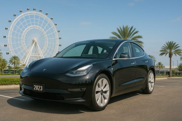 Tesla Model 3 2023 Preto com Bancos Brancos – Inovação e Elegância Elétrica